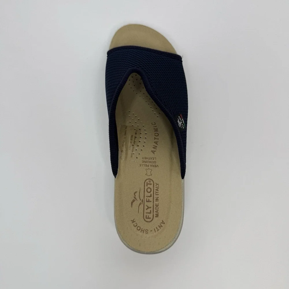Fly Flot Made in Italy Anatomical Comfort Slide Sandals Navy Mesh EU 38 US 7.5